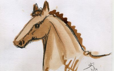 Caballos a café y lápiz