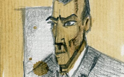 Tres caretos-2019-01 _Dibujo a grafito, café y …
