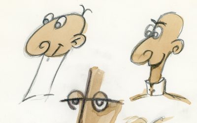 «Apuntes de caretos. 2020-01» Dibujo a lápiz, café y acuarela.