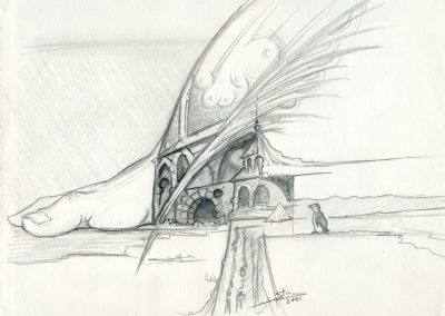 Dibujo a lápiz: ¿Qué hace ahí ese pingüino? 2021