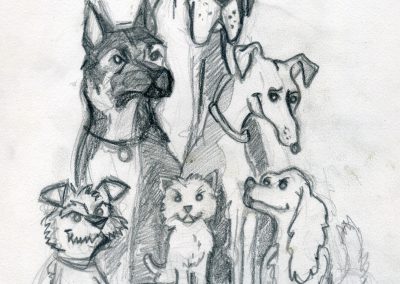 Boceto pastor alemán-01 Dibujo a lápiz de para Covacan en 2008